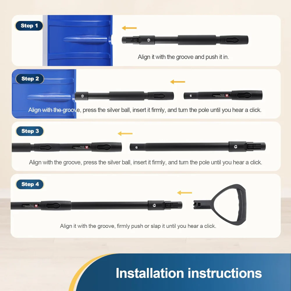 Snow Shovel Adjustable Handle Wide Blade Plastic Scoop Tool