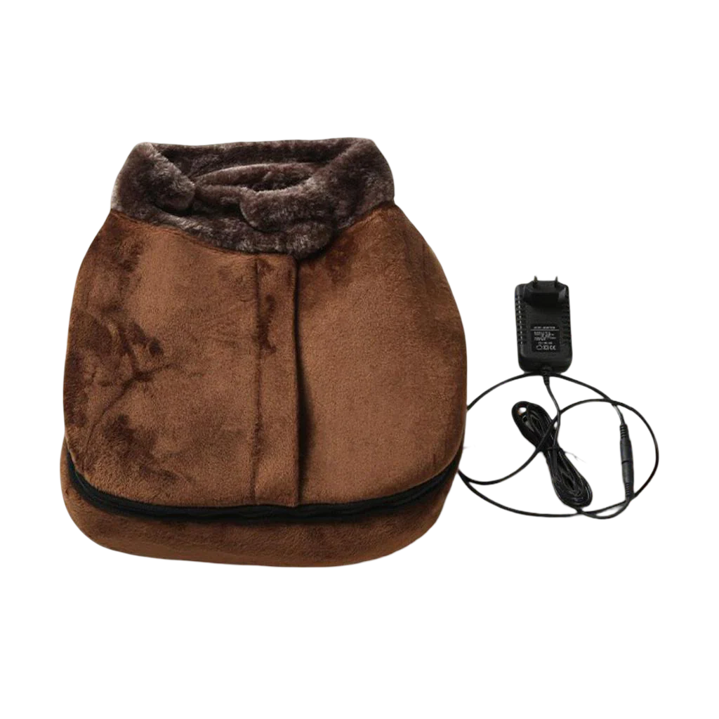 Foot Massager Heated Plush Vibration Slippers Cozy Relaxation