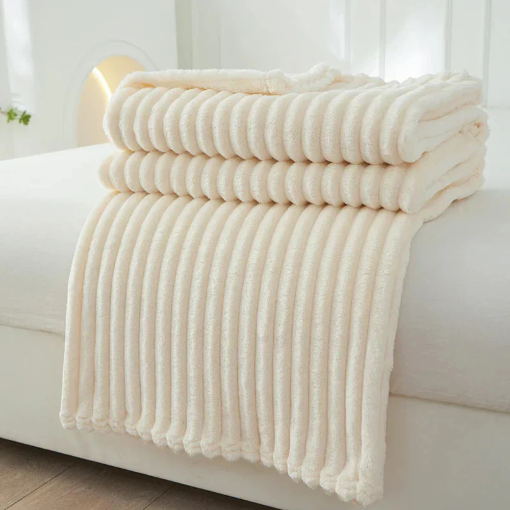 Blanket Striped Throw Ribbed Texture Bed Sofa Layer