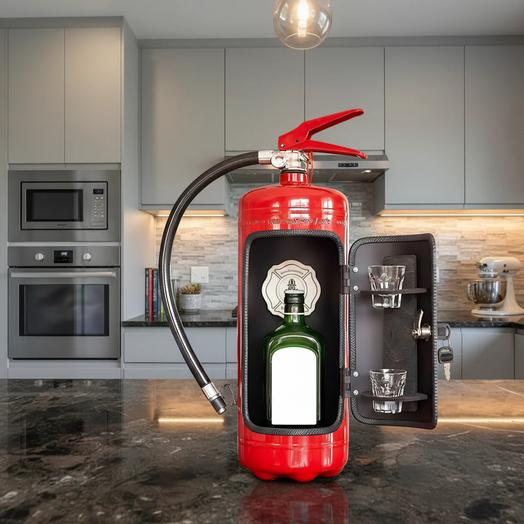 Bar Cabinet Industrial Handmade Metal Fire Extinguisher Mini Bar