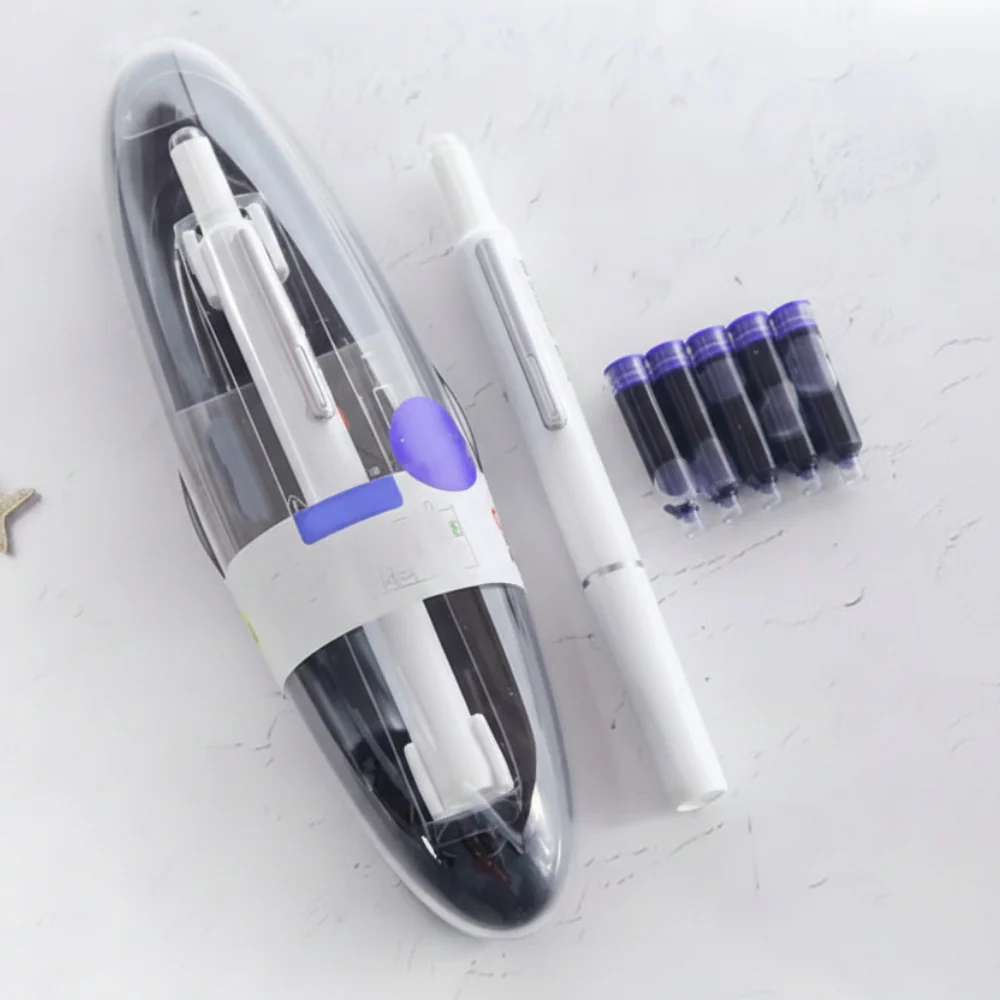 Fountain Pen Retractable Stainless Steel Refillable Writing Pen