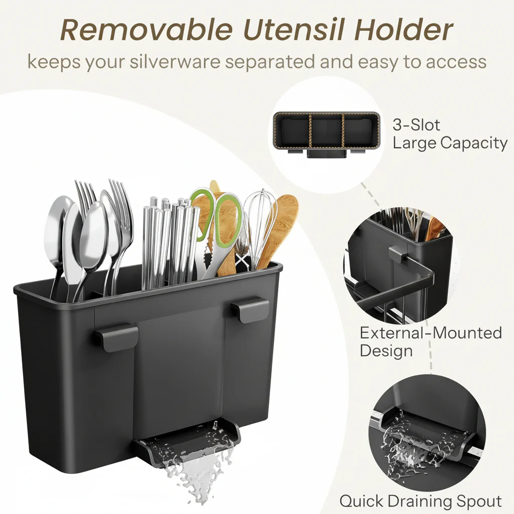 Dish Drying Rack Stainless Steel Compact Countertop Drainboard