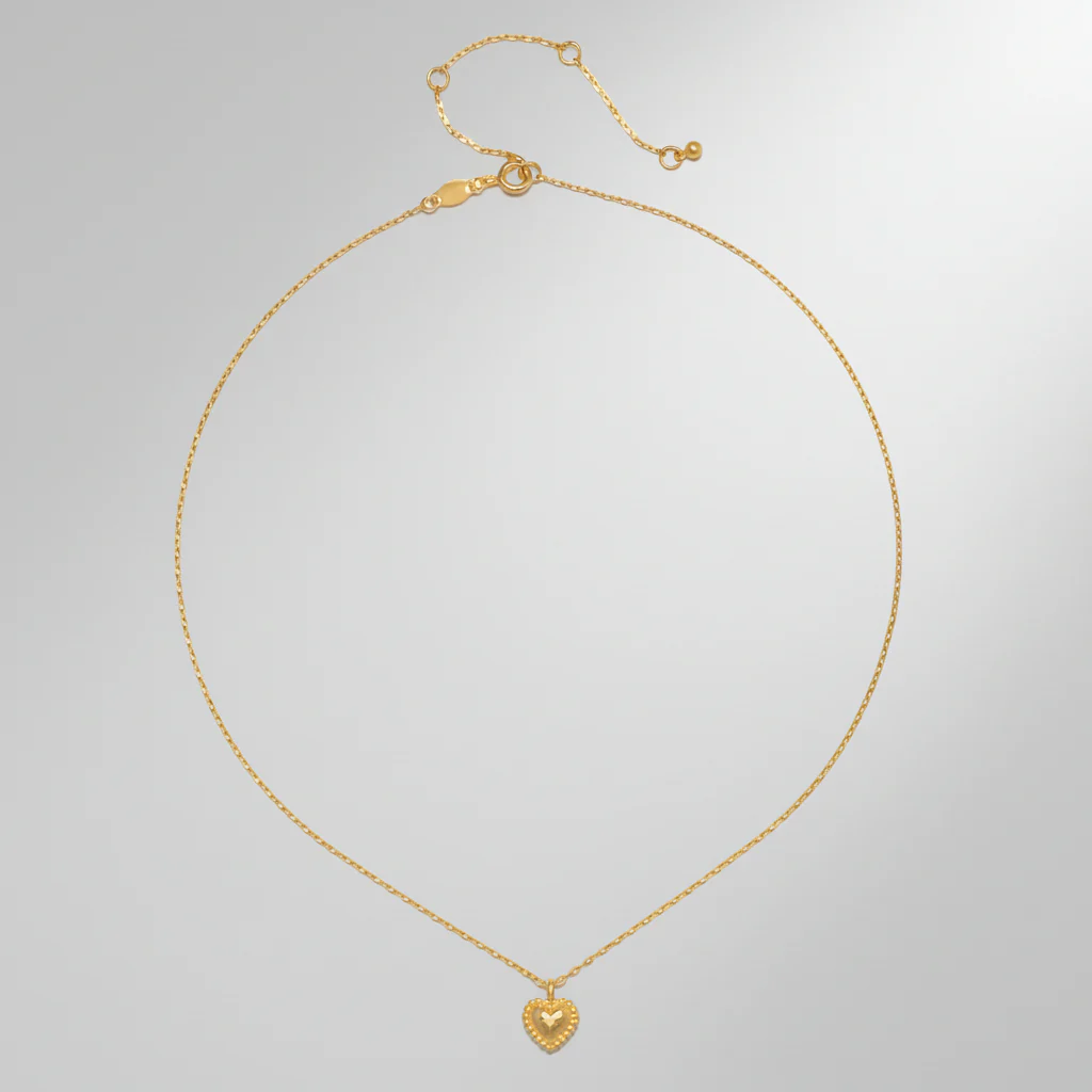 Necklace Gold Heart Hammered Pendant Chain Jewelry