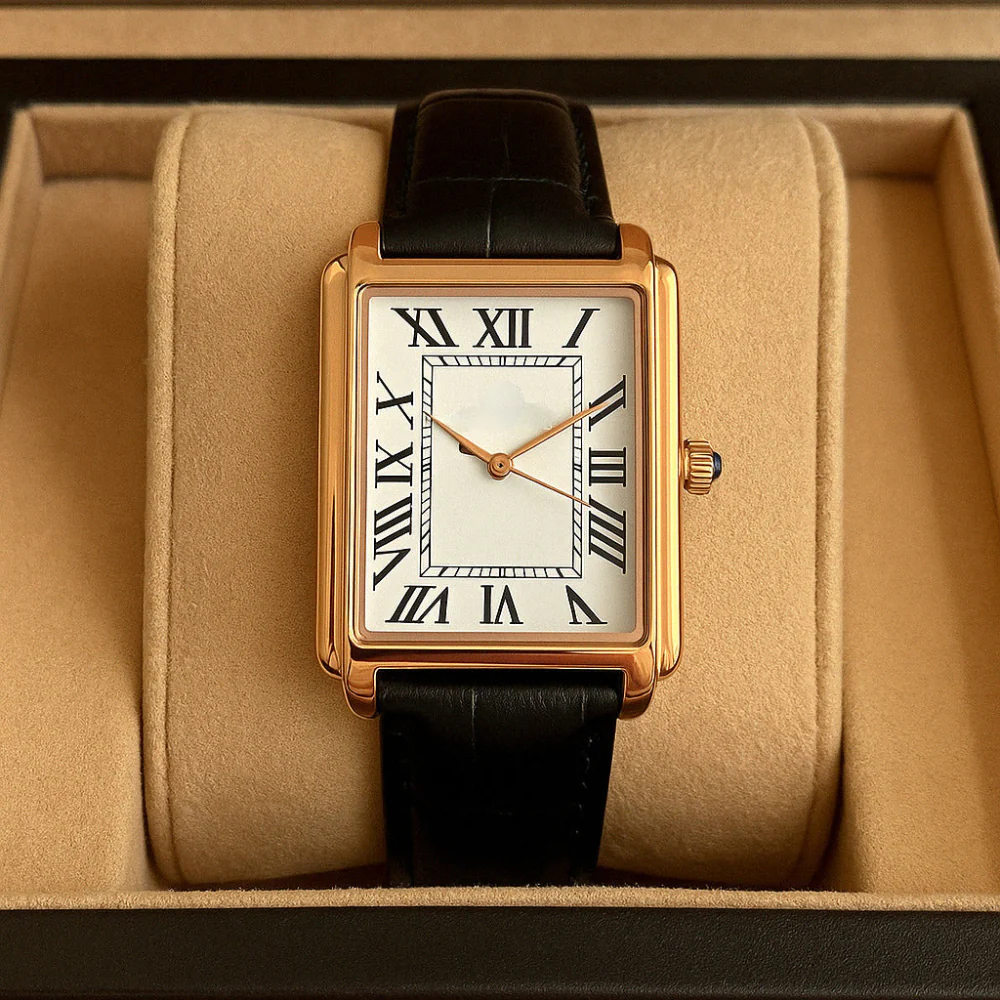 Men's Classic Dress Watch Square Analog Retro Style