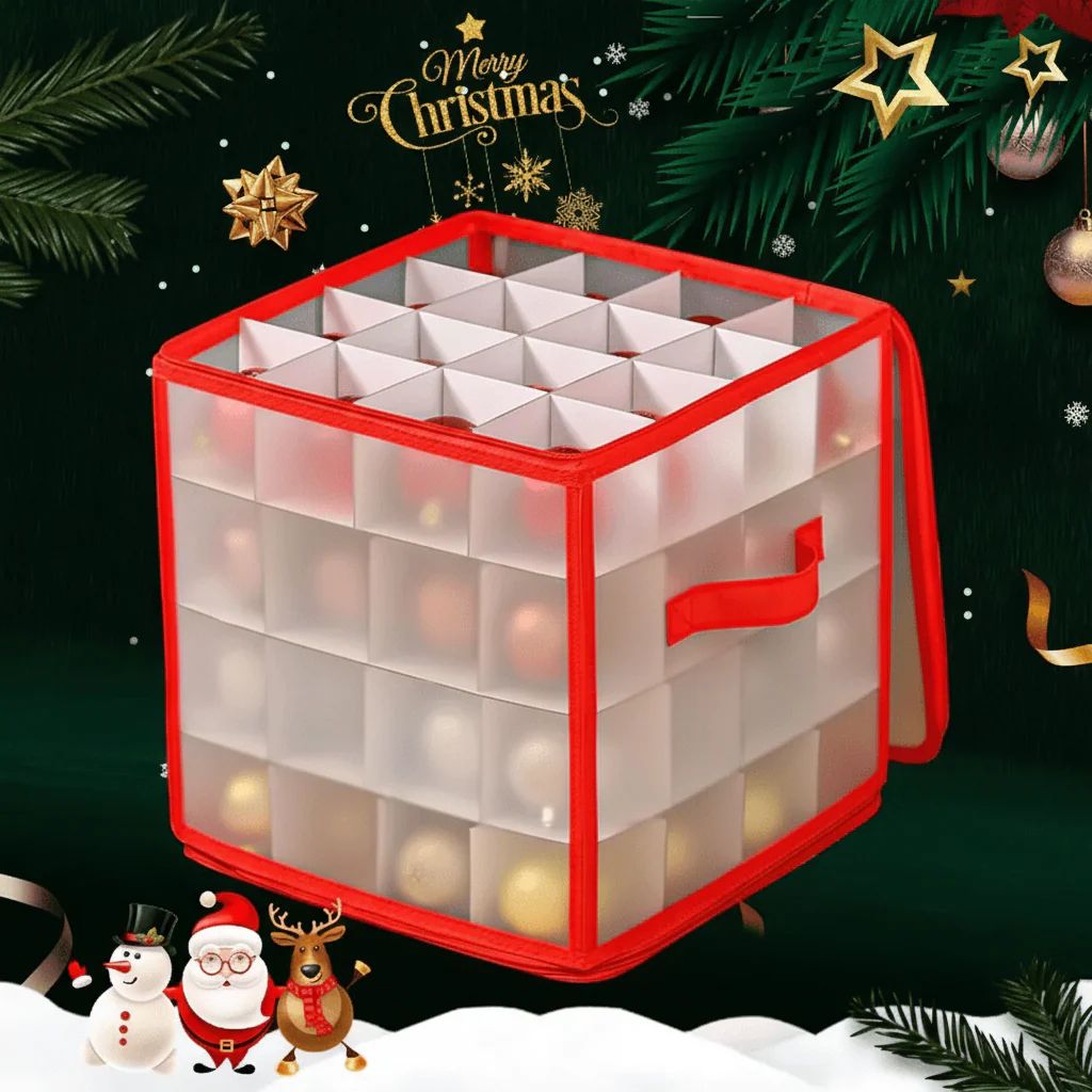 Ornament Storage Box Clear Plastic Christmas Decoration Organizer