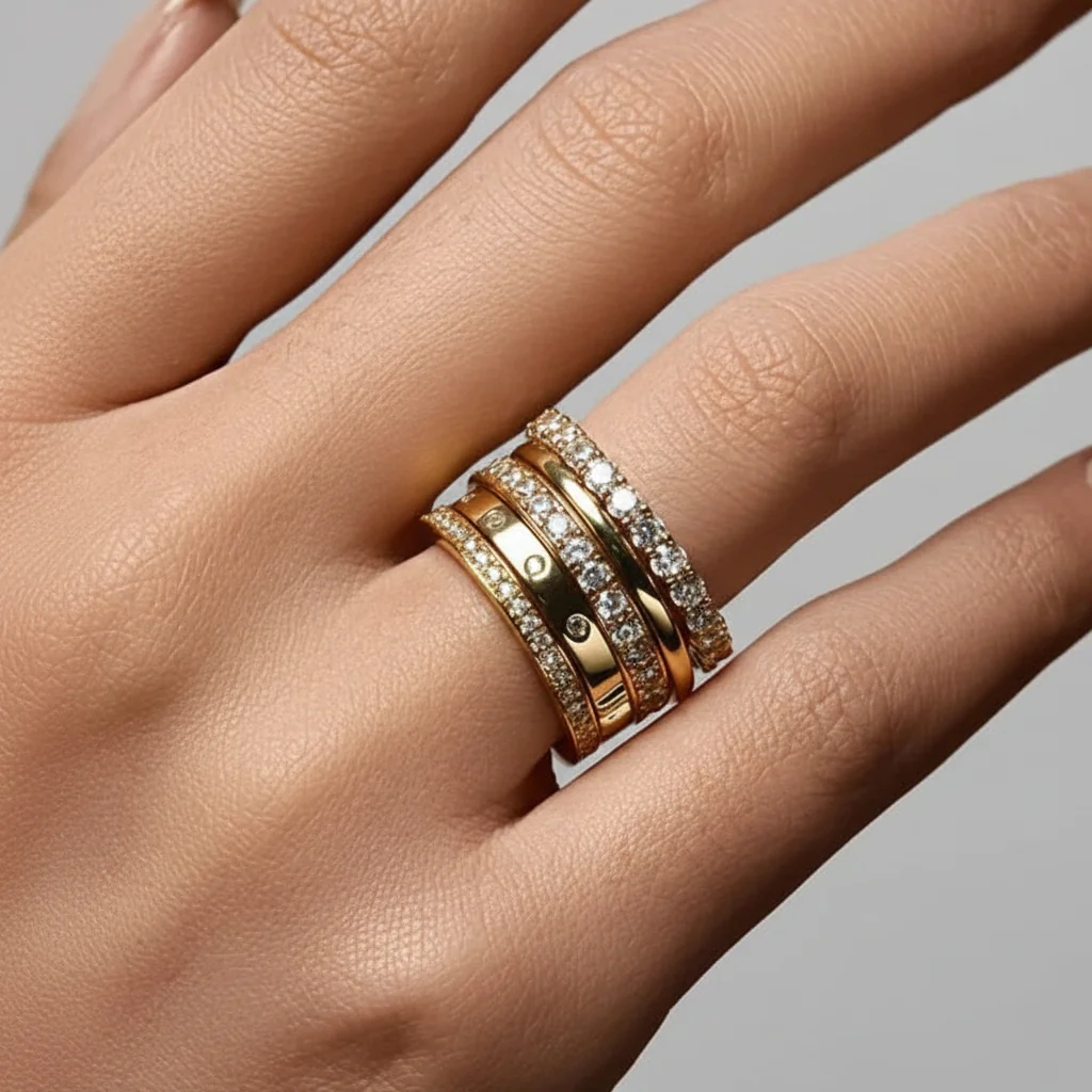 Silver Ring Sterling Band Bead Bright Setting Everyday Wear