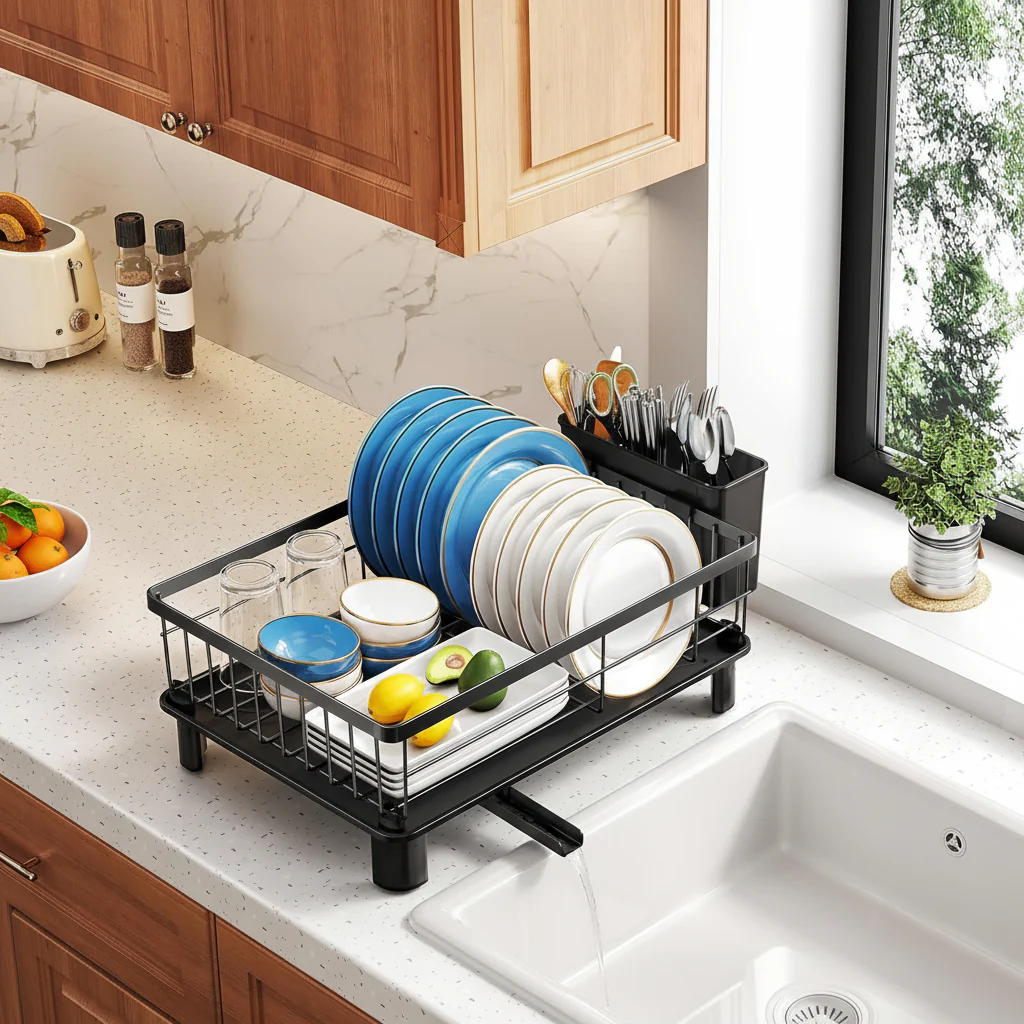 Dish Drying Rack Stainless Steel Compact Countertop Drainboard