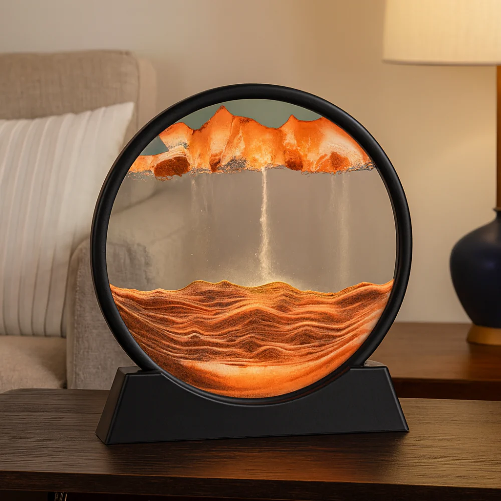 Home Decor Sand Art Moving Glass Display Table Sculpture
