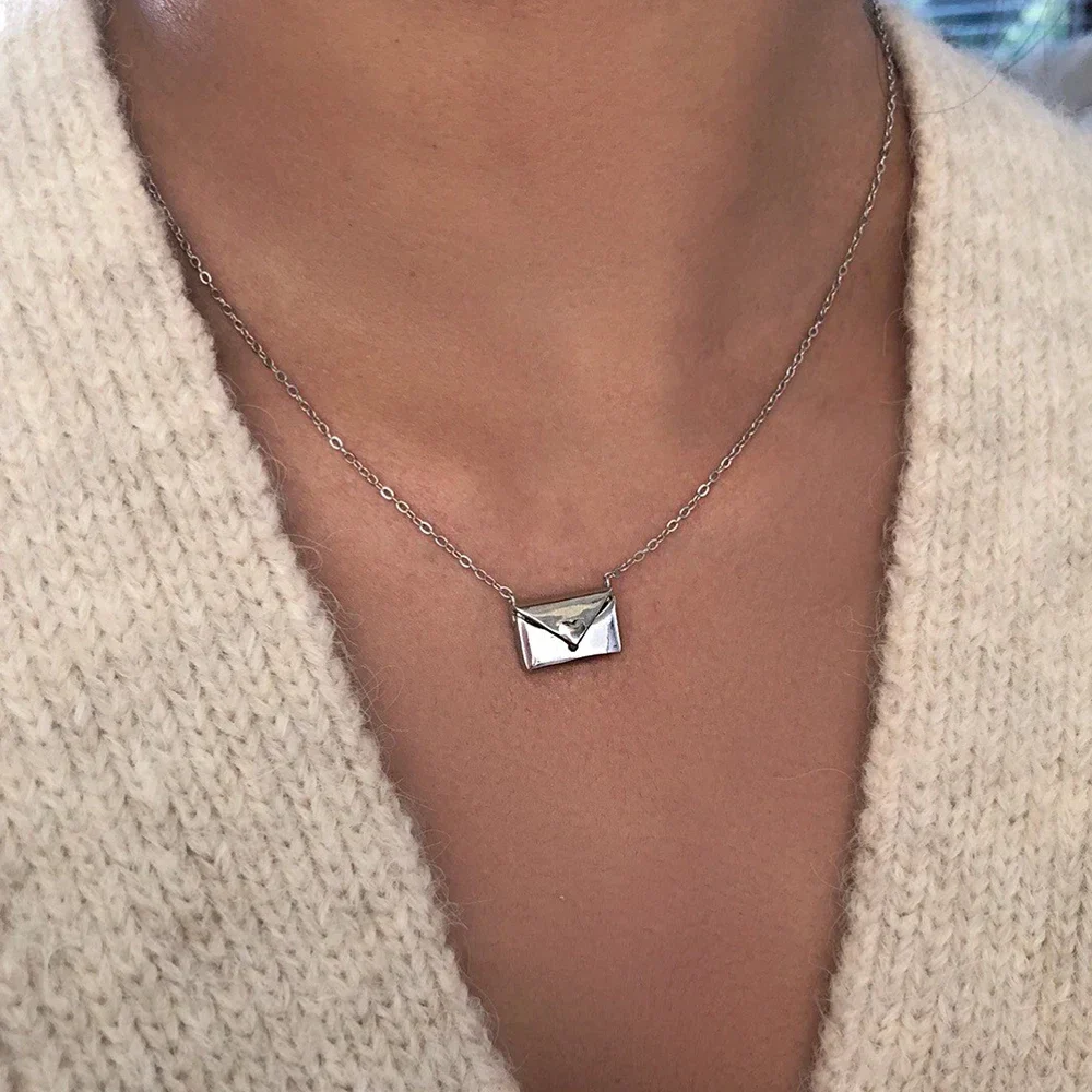 Necklace Pendant Envelope Love Letter Copper Gift Jewelry