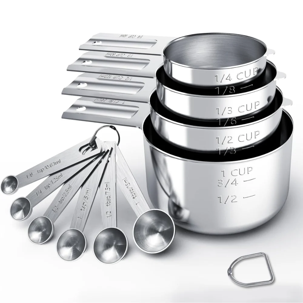 Measuring Cups Stainless Steel Set Spoons Baking Cooking