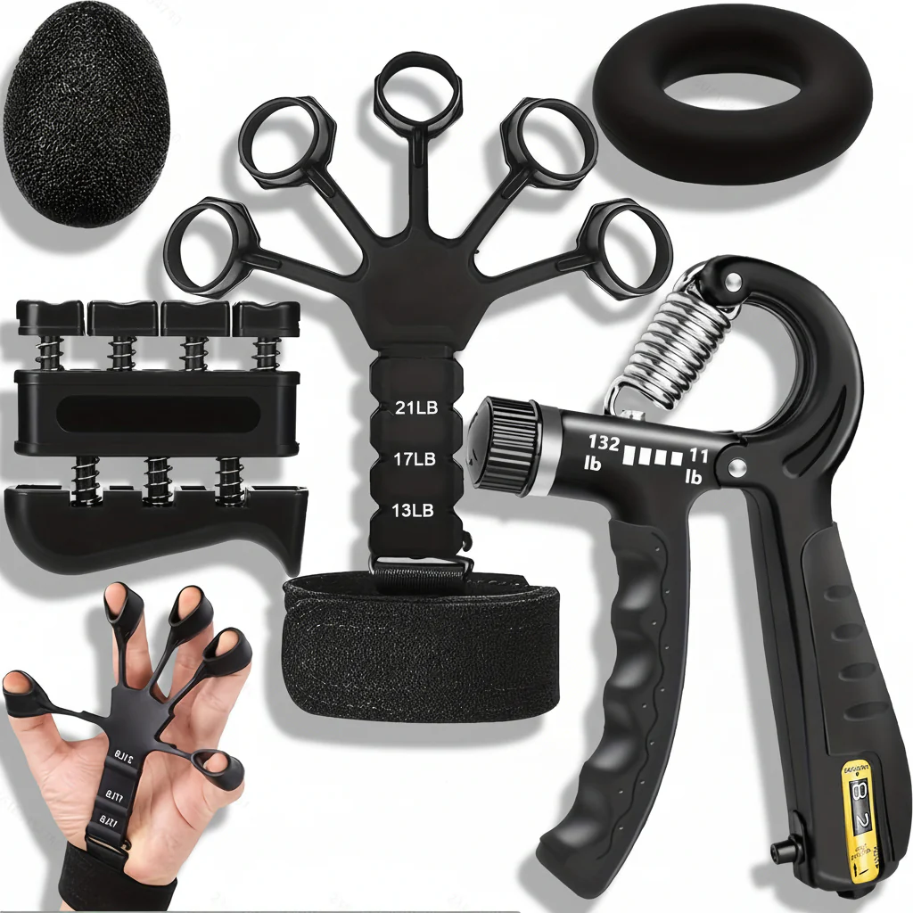 Hand Gripper Forearm Strength Trainer Adjustable Metal Workout Set