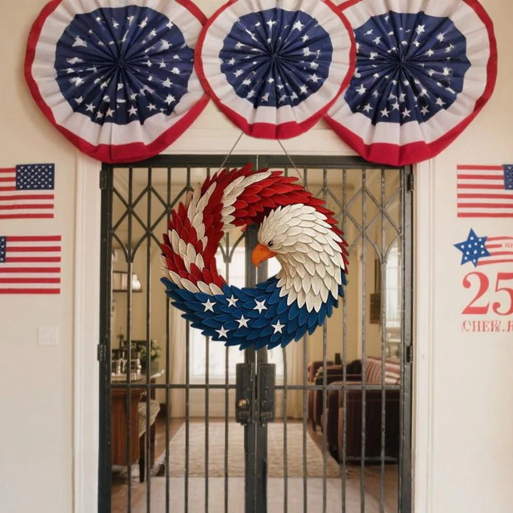 Wall Art Veterans Eagle Wreath Boxwood Display