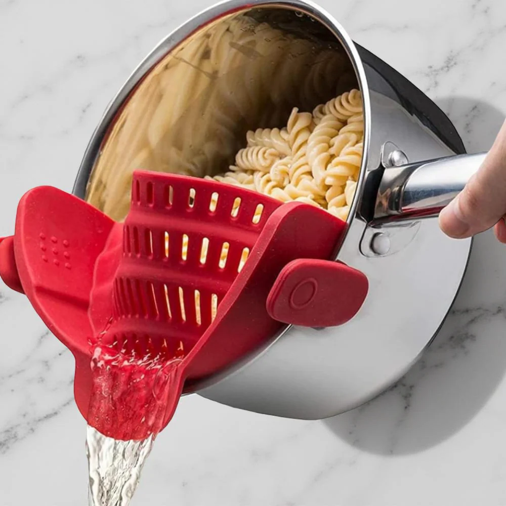 Kitchen Strainer Clip Style Pot Pasta Colander Silicone