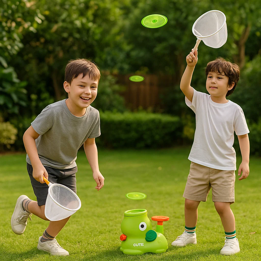 Kids Toy Frisbee Launcher Net Game Active Catch Play Set
