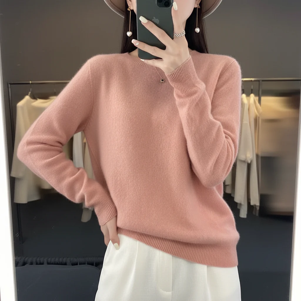 Womens Sweater Cashmere Crewneck Warm Pullover