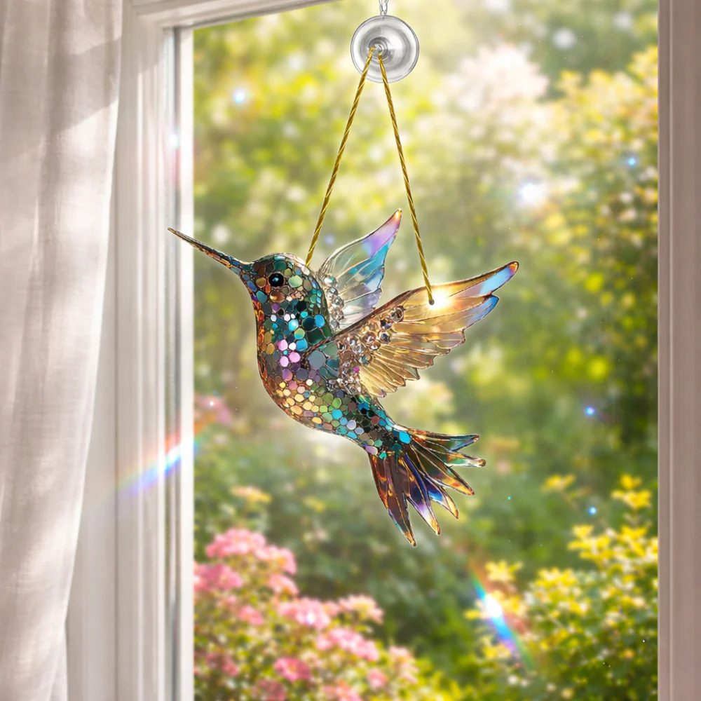 Wall Art Window Suncatcher Hummingbird Hanging Decor