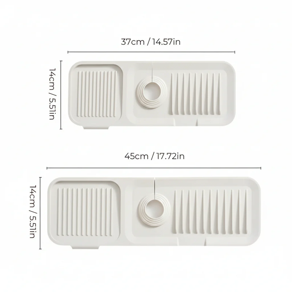 Sink Mat Silicone Faucet Drip Catcher Self Draining Design