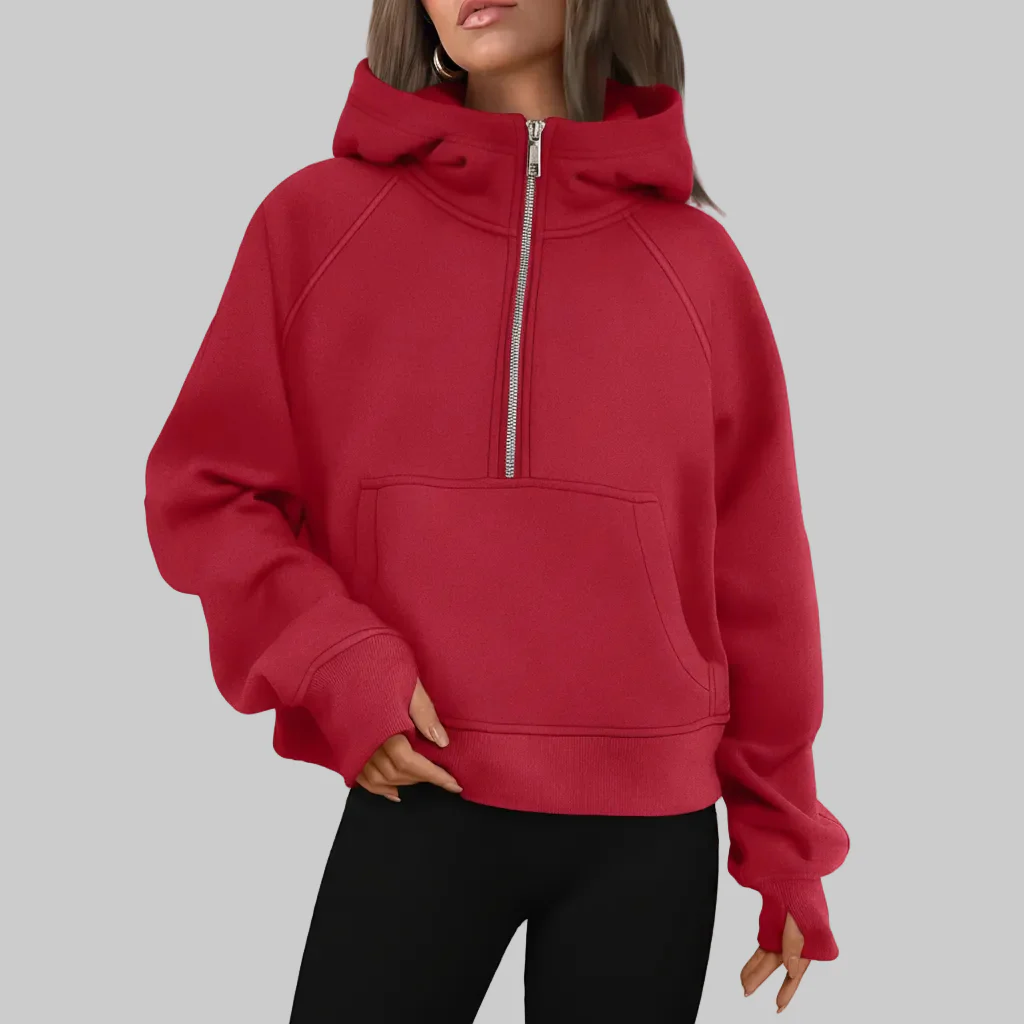 Cozy Sweatshirt Half Zip Fleece Cropped Pullover Women