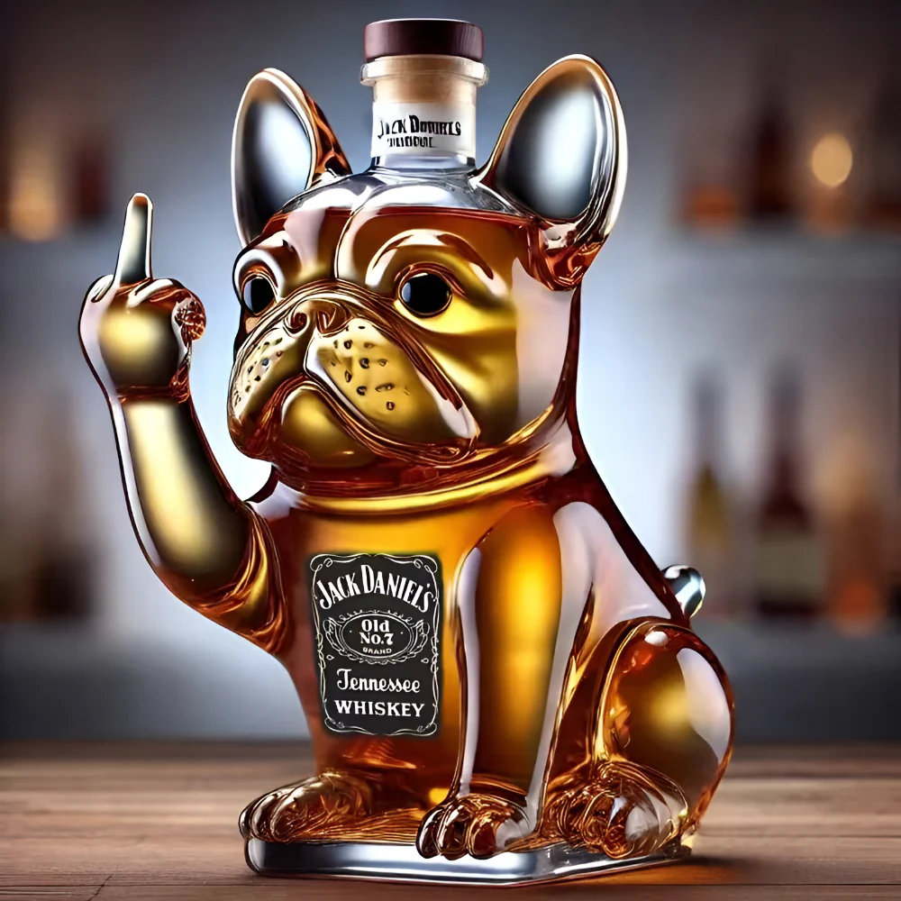 Whiskey Decanter Bulldog Sculpture Bar Display Bottle