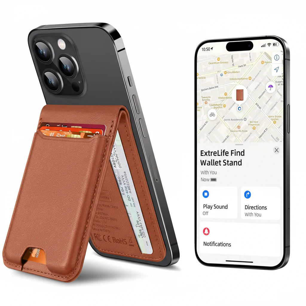 Phone Wallet Magnetic Stand Find My Tracking Card Holder