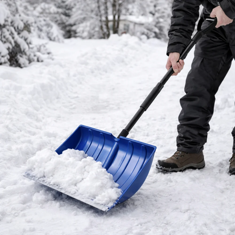 Snow Shovel Adjustable Handle Wide Blade Plastic Scoop Tool