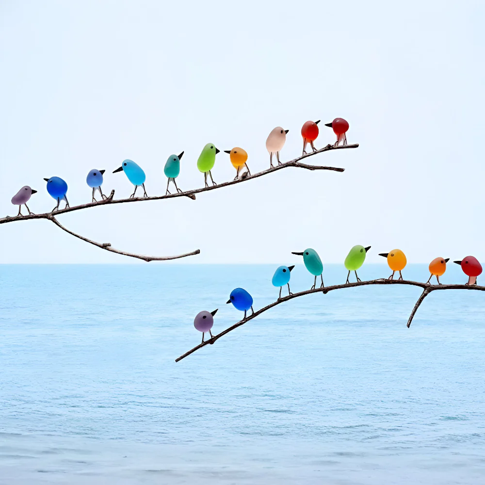 Wall Art Sea Glass Bird Driftwood Display