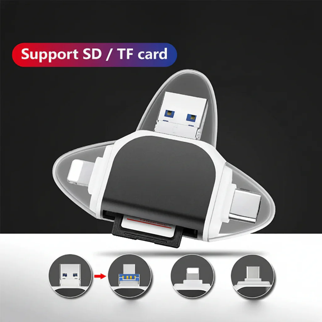 Card Reader 4 in 1 USB C SD Micro SD Data Transfer Adapter