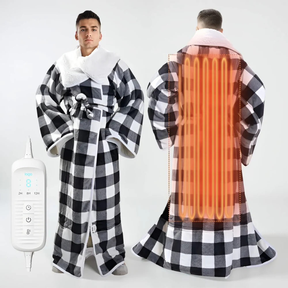 Electric Blanket Wearable Hooded Heated Throw Robe