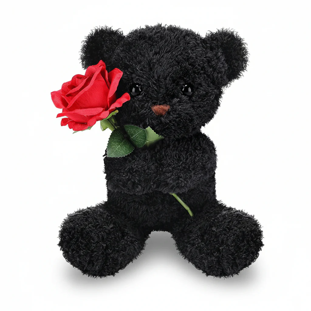 Plush Toy Valentine Bear Soft Rose Holding Stuffed Animal Gift