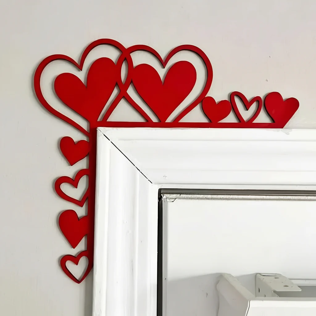 Wall Art Heart Frame Mirror Sticker Acrylic Room Decor