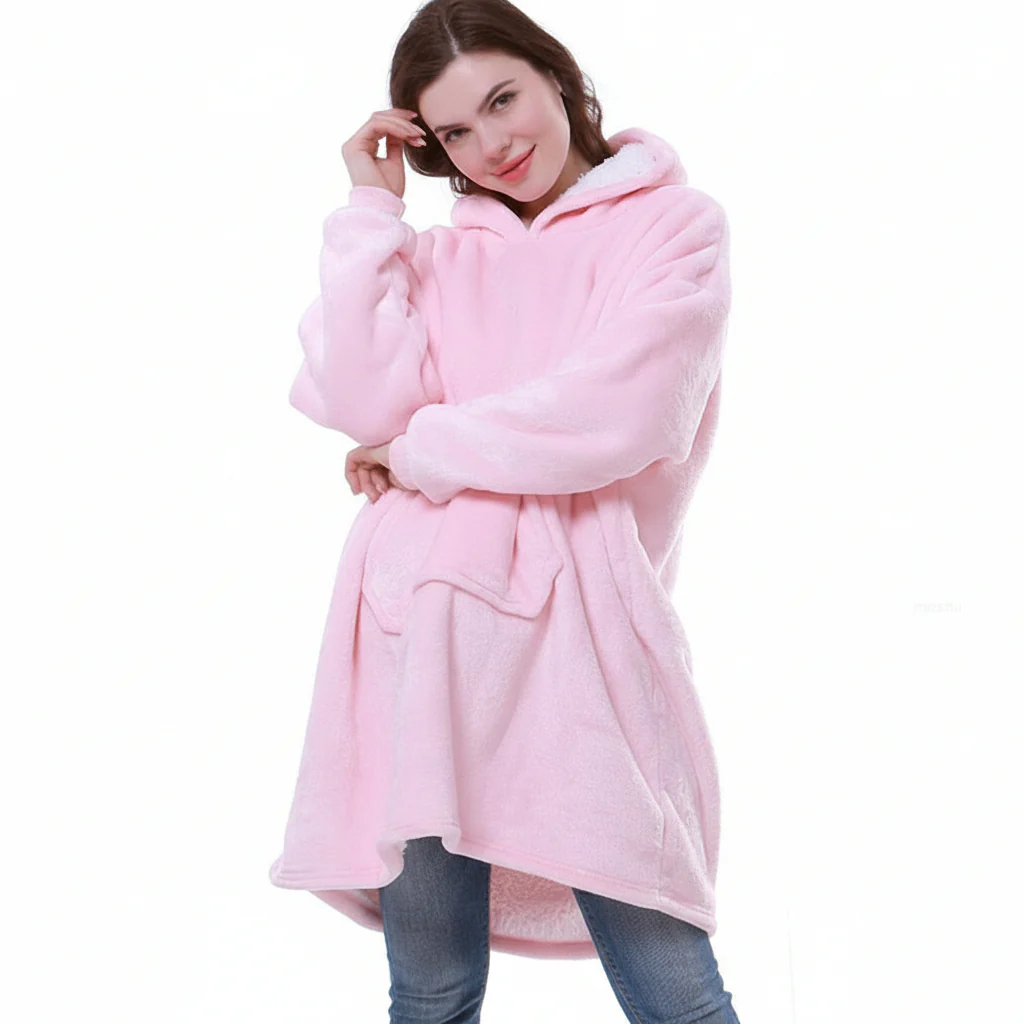 Wearable  Cozy Blanket Hooded Thick Warm Blanket