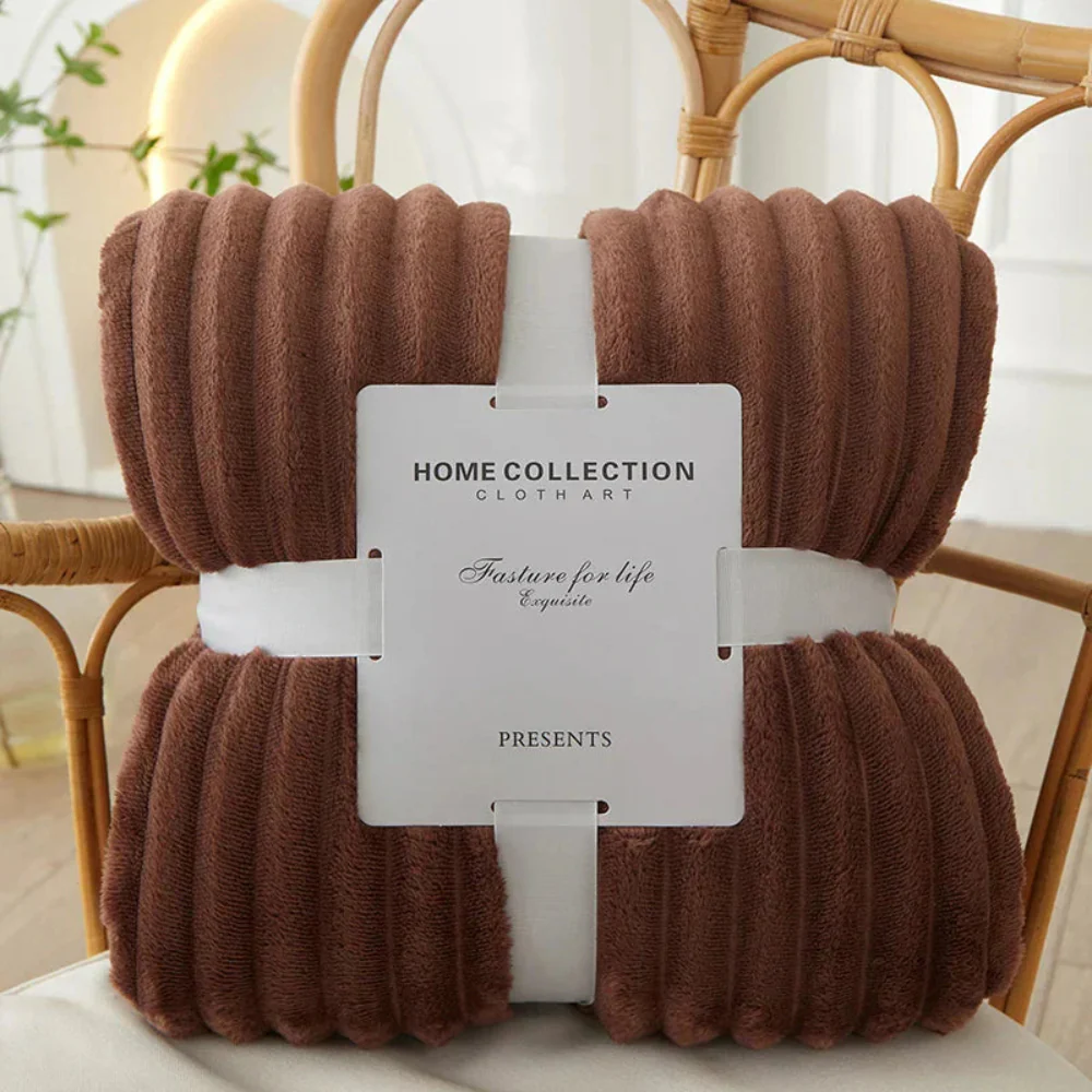 Blanket Striped Throw Ribbed Texture Bed Sofa Layer