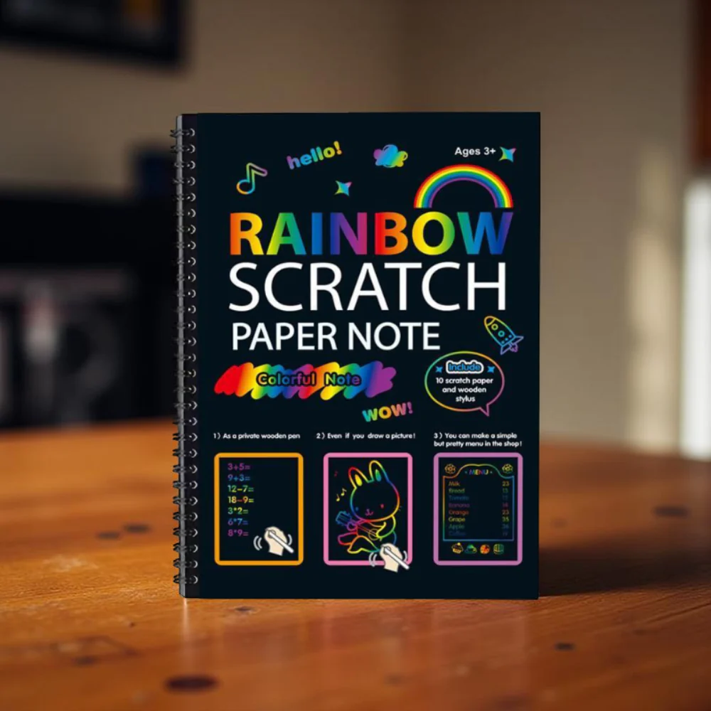 Drawing Paper Scratch Art Rainbow Craft Set