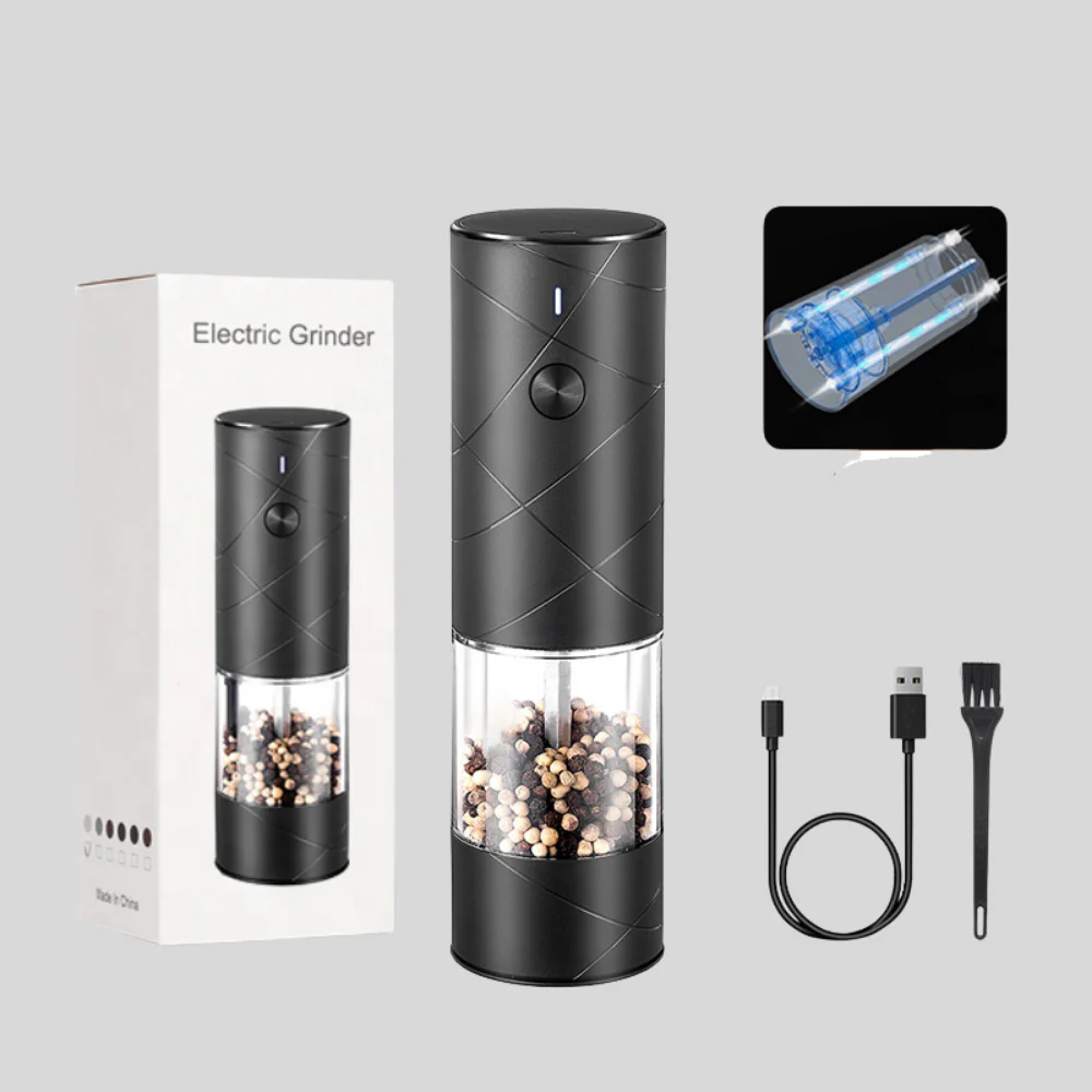 Salt Pepper Grinder Electric Rechargeable LED Light