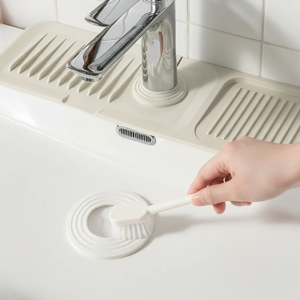 Sink Mat Silicone Faucet Drip Catcher Self Draining Design