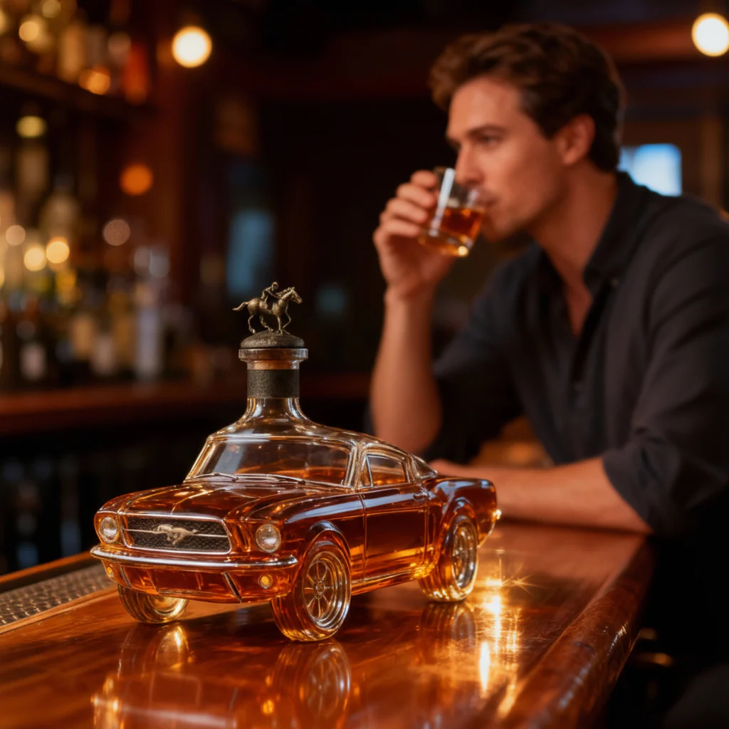 Whiskey Decanter Glass Car Shaped Bar Display Bottle