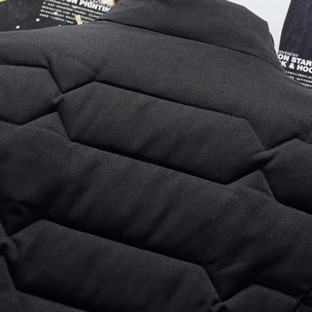 Mens Jacket Quilted Zipper Pocket Casual Wear