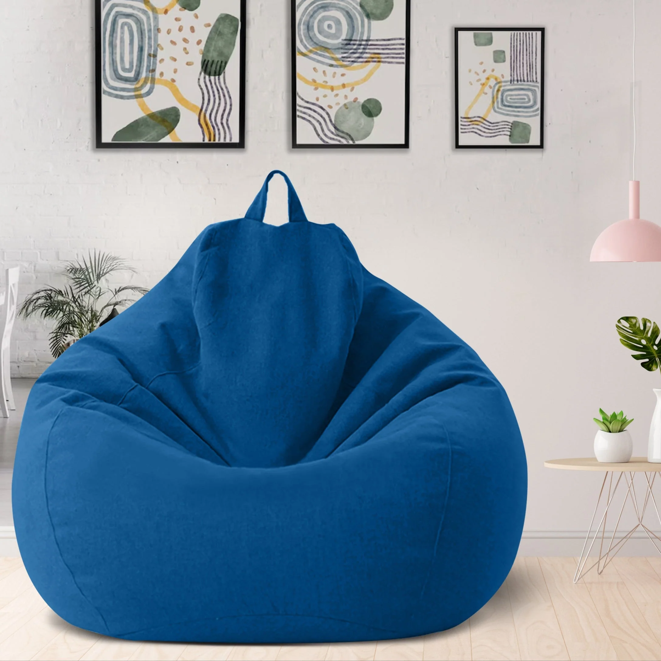 Bean Bag Chair Linen Ergonomic Lounger Home Relaxation