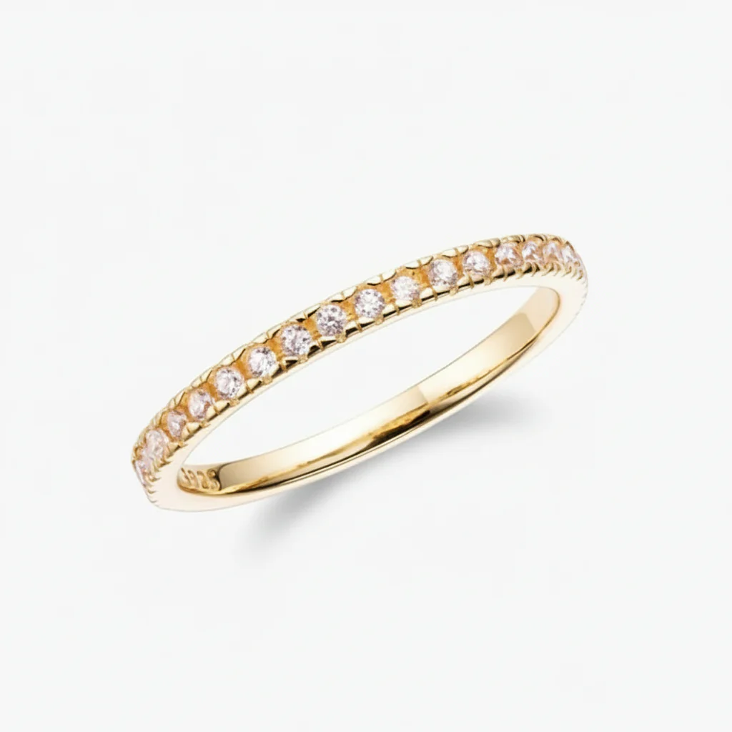 Stacking Ring Geometric Silver Band Cubic Zirconia