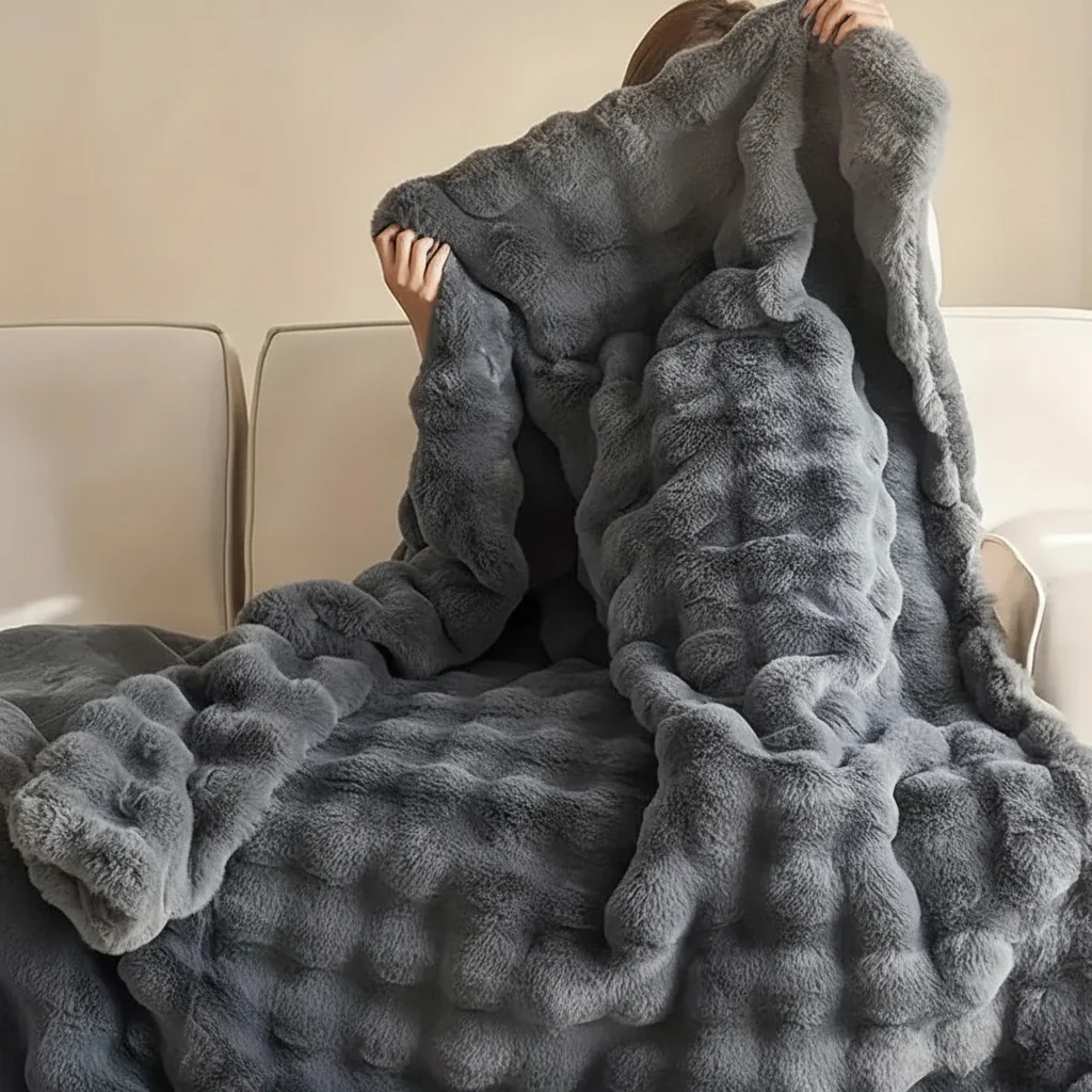 Throw Blanket Faux Fur Plush Soft Cozy Sofa Bed Cover