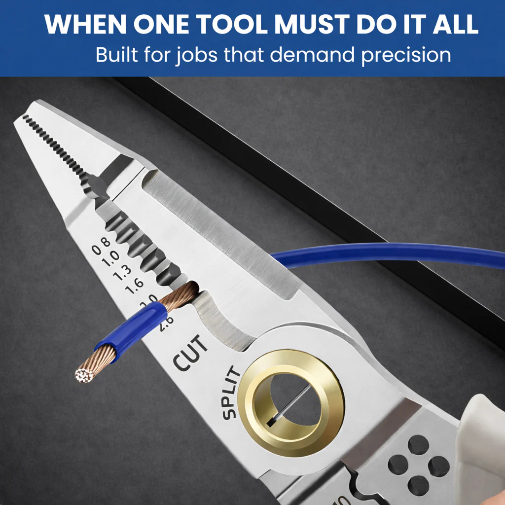 Wire Stripper Crimping Multi Tool with Steel Cable Cutter