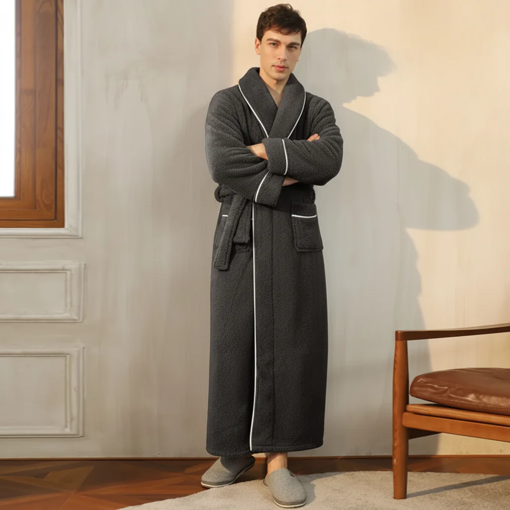 Bathrobe Winter Warm Long Sleeve Lounge Robe