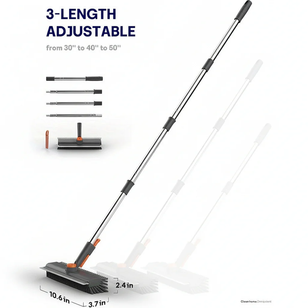 Floor Scrub Brush Long Handle Heavy Duty Manual Tile Cleaner