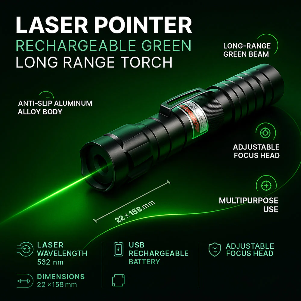 Laser Pointer Long Range Rechargeable Green Precision Tool