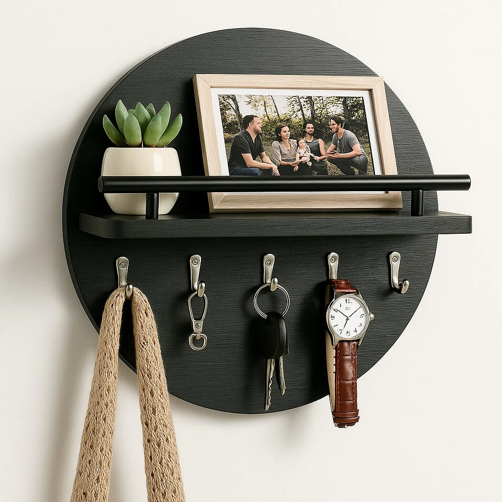 Round Wooden Key Holder | Stylish & Eco-Friendly Wall Organiser