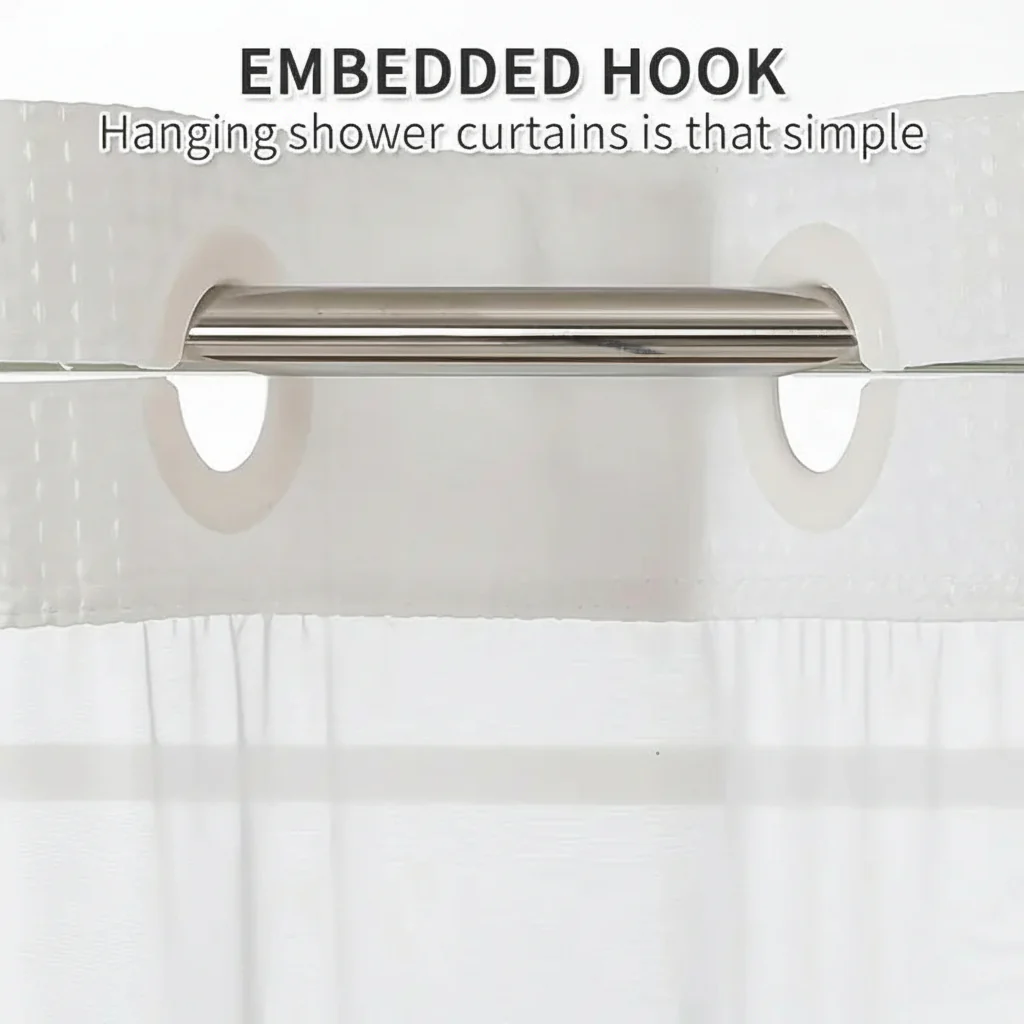 Shower Curtain Waffle Fabric Geometric Double Layer Bathroom Set