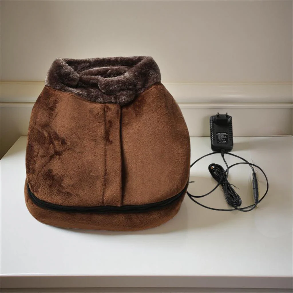 Foot Massager Heated Plush Vibration Slippers Cozy Relaxation