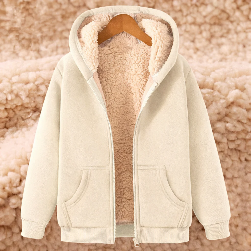 Hoodie Jacket Lined Zip Up Hooded Casual Outerwear