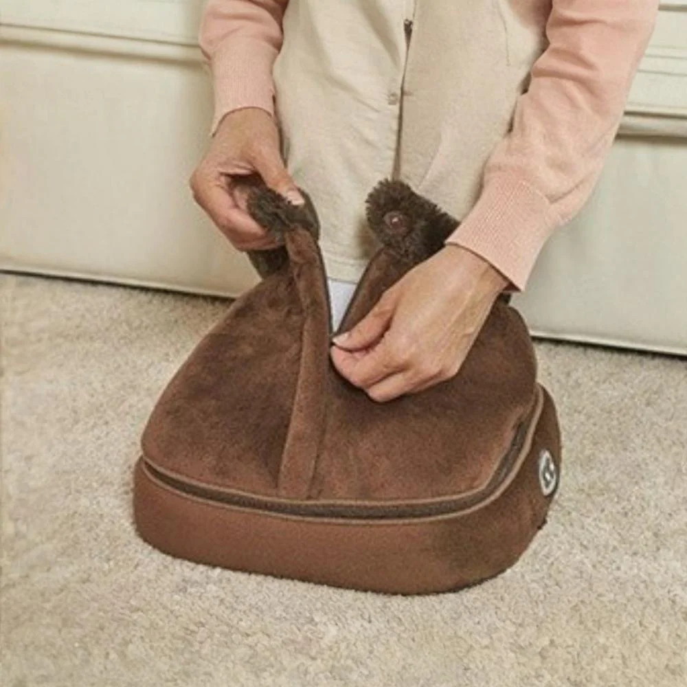 Foot Massager Heated Plush Vibration Slippers Cozy Relaxation