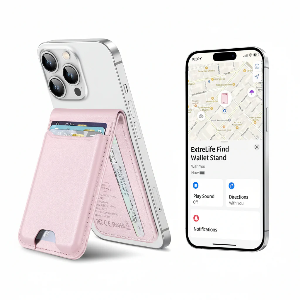 Phone Wallet Magnetic Stand Find My Tracking Card Holder